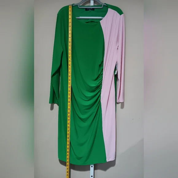 Kasper Women's (Size 3X)  Green/Pink Colorblock Knee-Length Sheath Dress (NWT) - Picture 12 of 14
